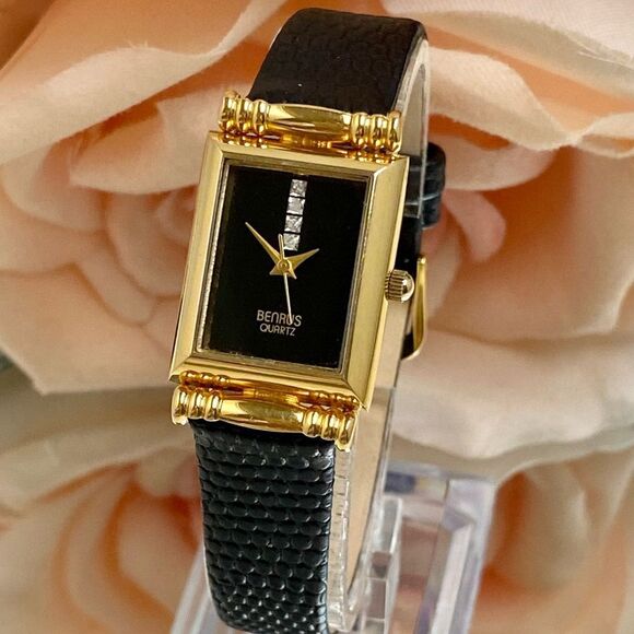 Vintage Benrus Diamond Accented Dial Dress Watch with Leather Strap - Picture 2 of 16